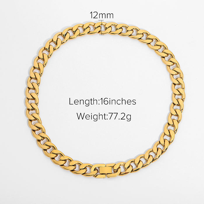 1 Piece Hip-Hop Solid Color Stainless Steel Buckle Chain Bracelets Necklace