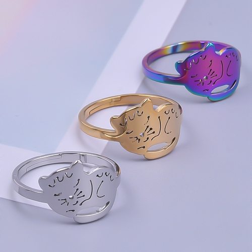 Commute Cat Stainless Steel Plating Gold Plated Rings