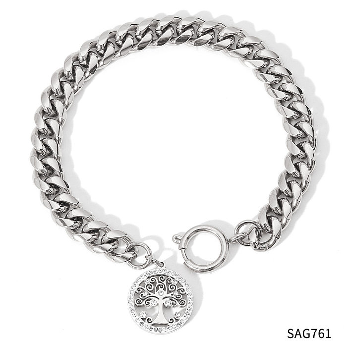 Collier de bracelets de diamant artificiel de placage d'acier inoxydable d'arbre de mode