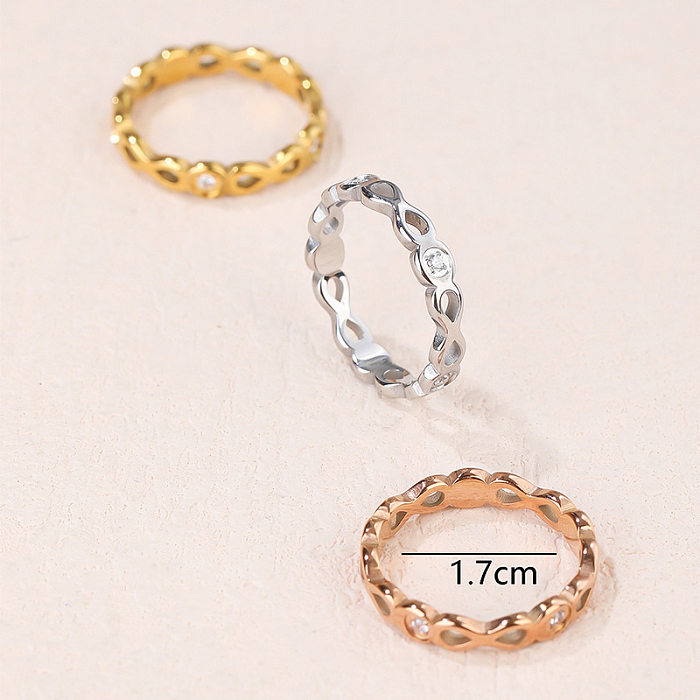 O estilo simples acena anéis de diamante artificiais de aço Titanium no volume