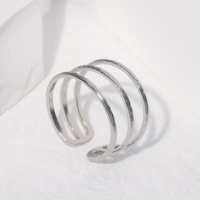 Simple Style Geometric Stainless Steel Hollow Out Open Ring