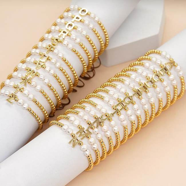 Bracelets en cuivre avec lettres géométriques bohèmes