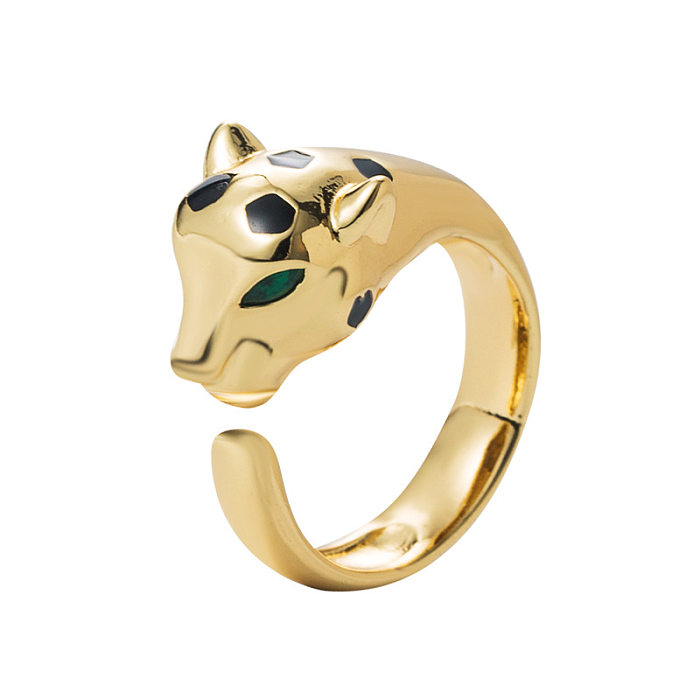 European And American Fashion Copper Gold-plated Micro-inlaid Zircon Panther Head Ring