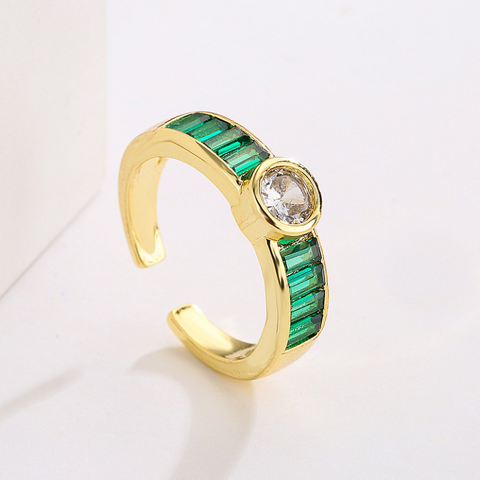Fashion Geometric Copper Open Ring Inlay Zircon Copper Rings