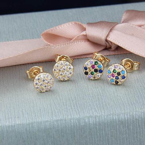 jewelry Copper Plated Round White Zirconium Color Zirconium Stud Earrings