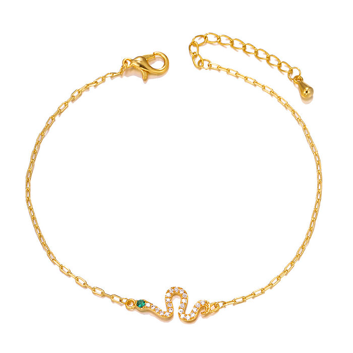 Bijoux élément serpent plaqué or véritable, collier en cuivre Zircon, chaîne de clavicule
