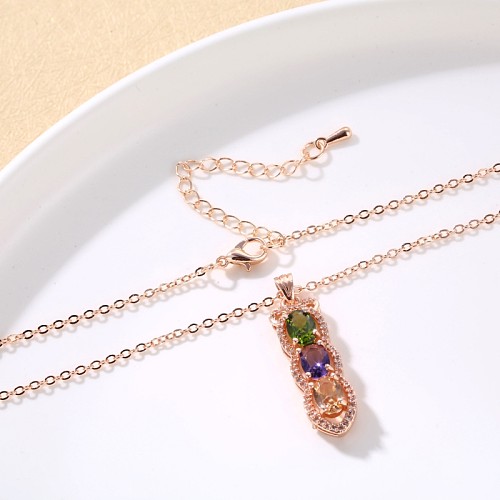 Luxurious Simple Style Geometric Copper Zircon Necklace Pendant In Bulk