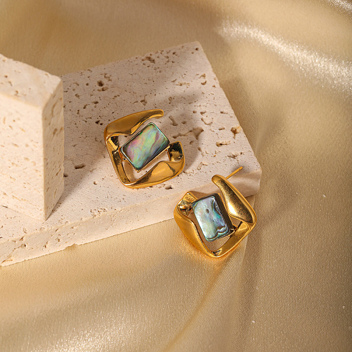 1 par elegante clássico redondo formato de coração chapeamento incrustação cobre acrílico 18K brincos banhados a ouro