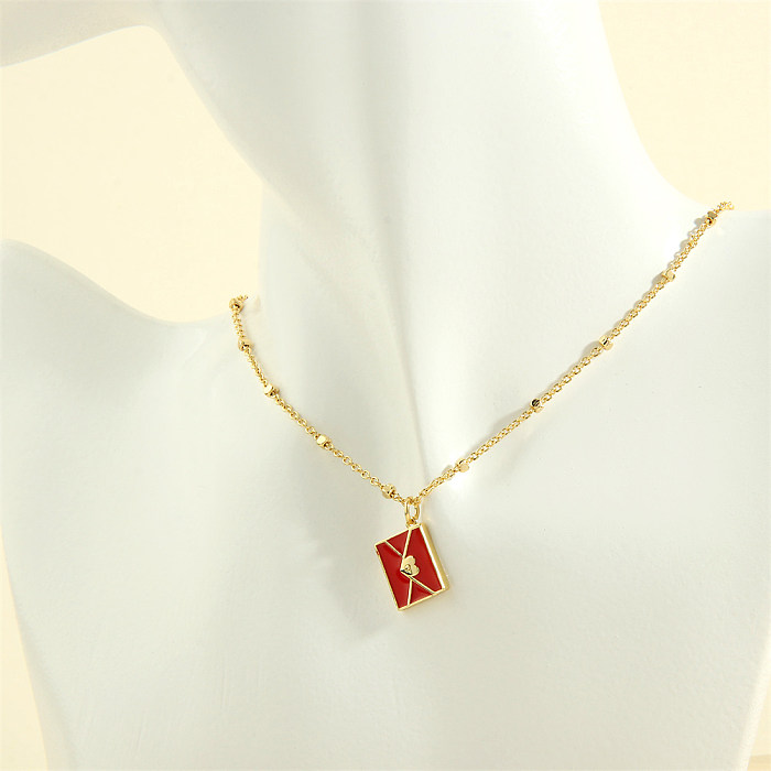 Simple Style Commute Envelope Copper 18K Gold Plated Pendant Necklace In Bulk