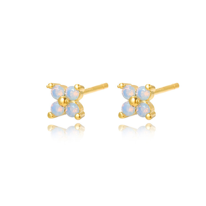 Simple Style Flower Copper Plating Inlay Zircon Gold Plated Rings Earrings Necklace