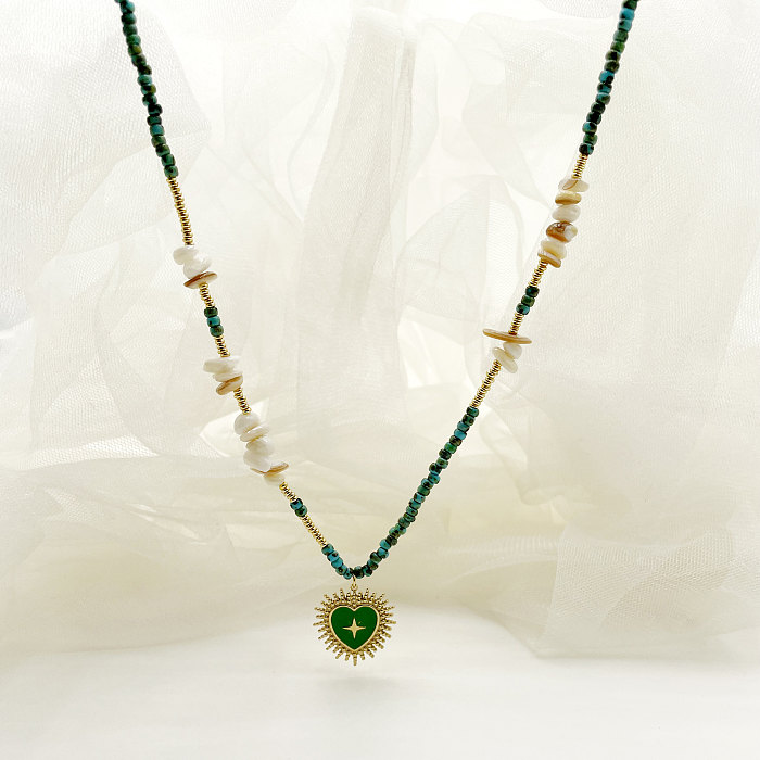 Collier de Bracelets plaqué or en acier inoxydable, croix de trajet de Style britannique en forme de cœur, placage d'émail de gravier