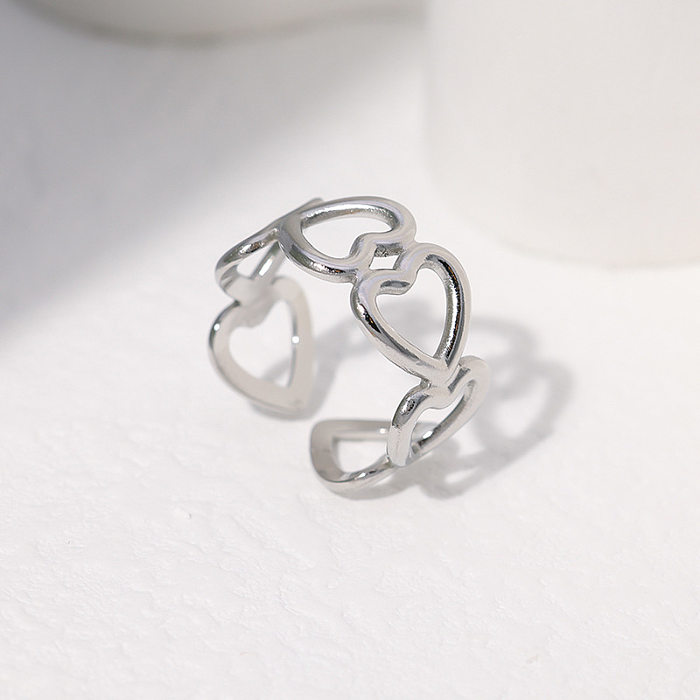 Simple Style Heart Shape Stainless Steel Plating Open Ring