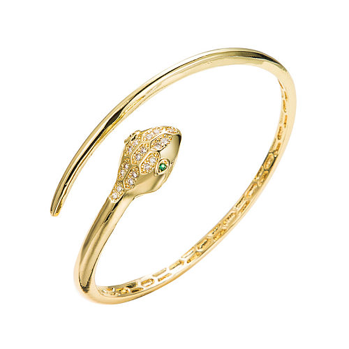 Fashion Snake Copper Zircon Open Bracelet