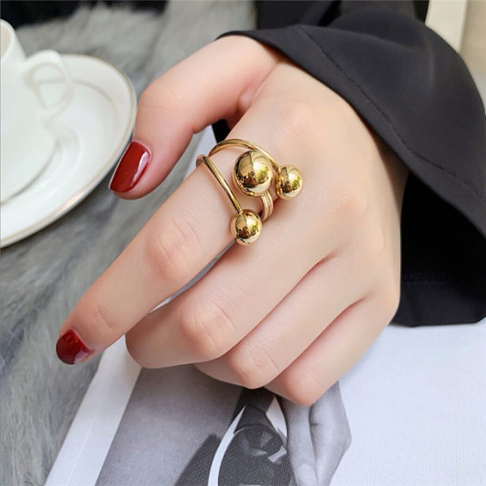 Glam Hip-Hop Solid Color Planet Copper Open Rings