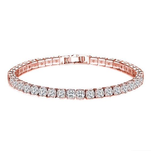 Pulsera de tenis de diamantes de imitación con incrustaciones de cobre de color sólido elegante
