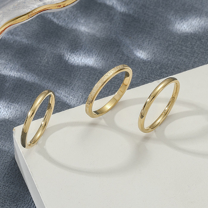 Elegant Classic Style Artistic Round Titanium Steel Polishing Plating 18K Gold Plated Rings