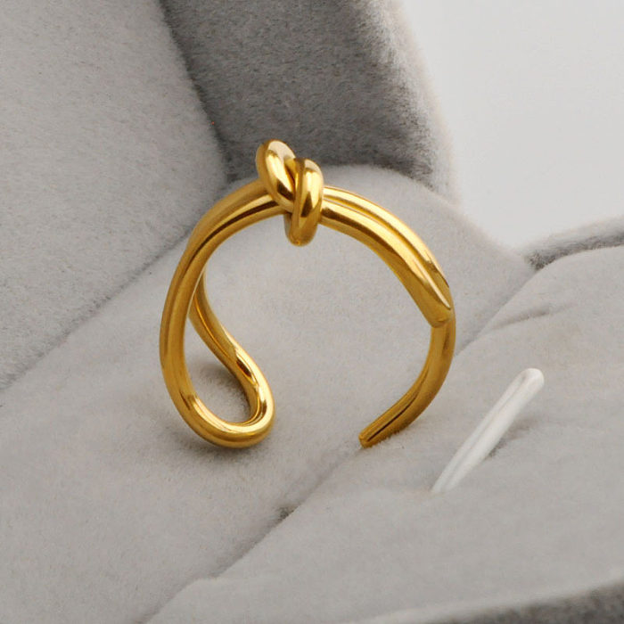 Wholesale Simple Style Knot Titanium Steel 18K Gold Plated Open Ring