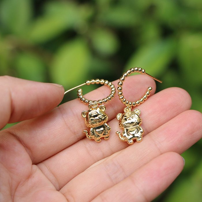 Bear C-shaped Female Fashion Creative Tiger Butterfly Copper Earrings