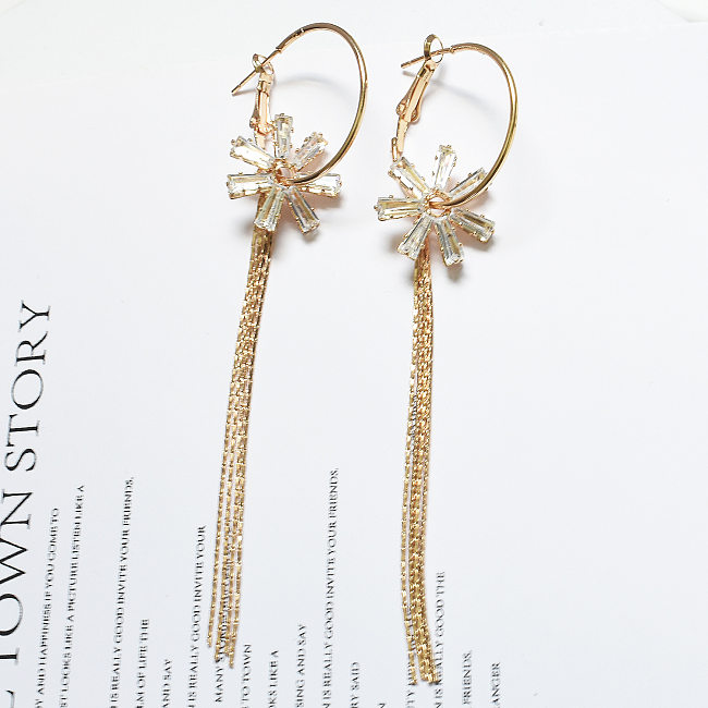 1 Pair Simple Style Flower Inlay Copper Zircon Drop Earrings