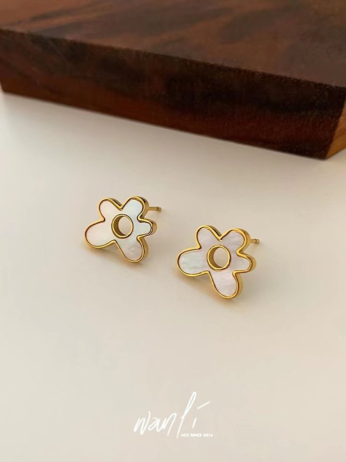 Sweet Flower Titanium Steel Women'S Earrings Necklace
