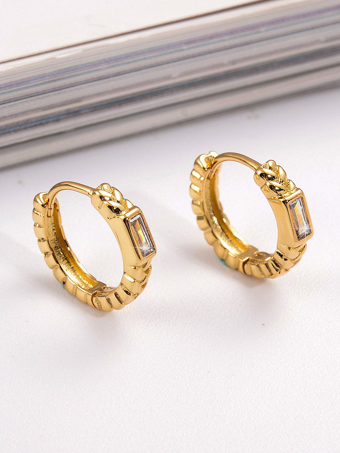 1 Pair Vintage Style Simple Style Solid Color Twist Plating Inlay Copper Zircon 18K Gold Plated Earrings