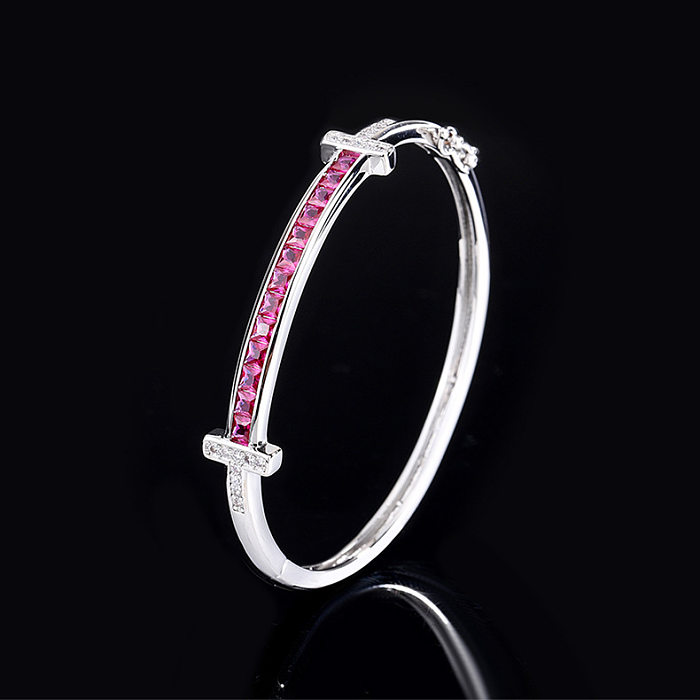 Simple Style Square Copper Inlay Zircon Rings Bracelets