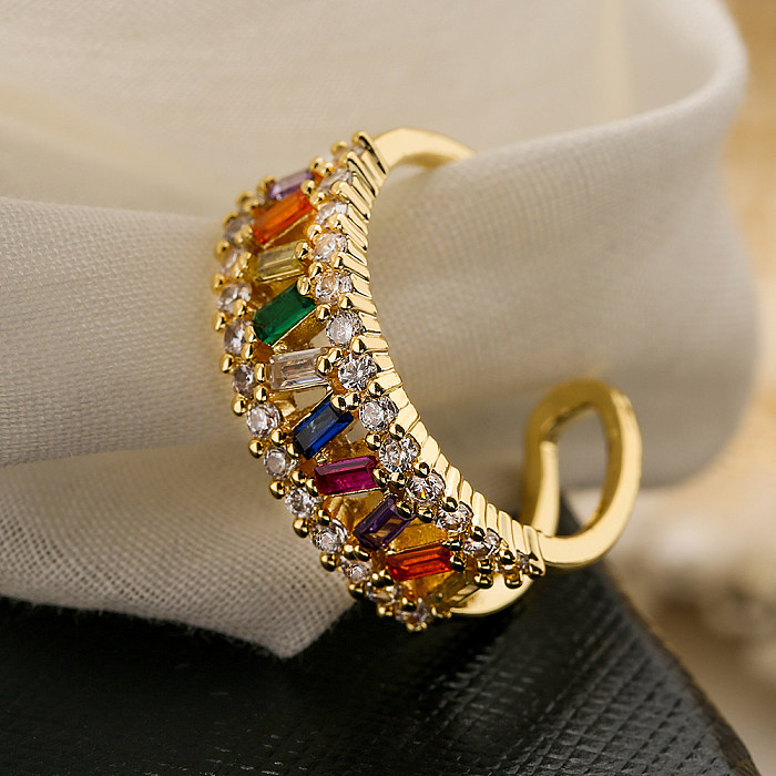 1 Stück modischer, runder, verkupferter, offener Ring mit Perlen und Zirkon