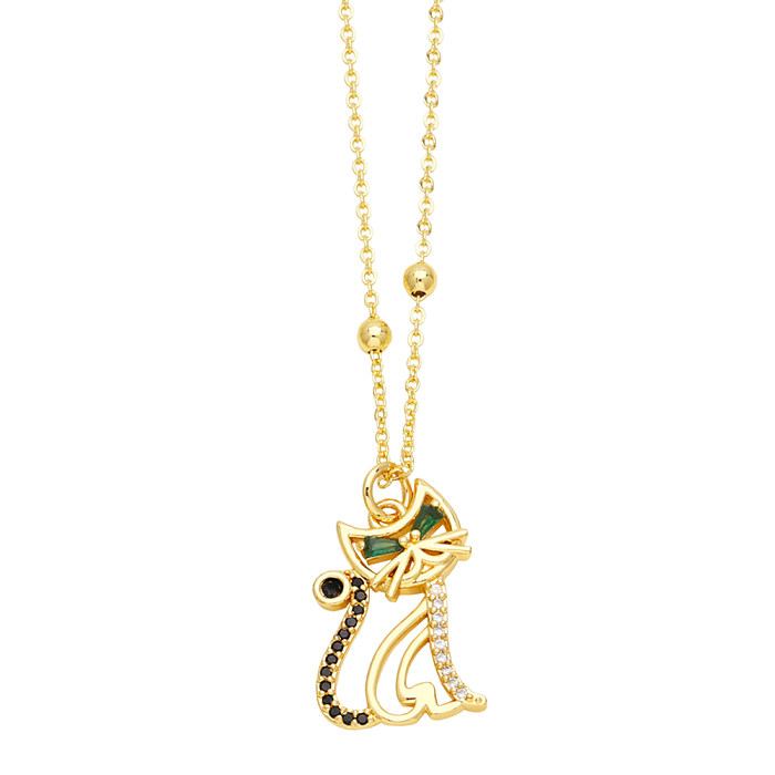 Collier avec pendentif en plaqué or 18 carats, Style Cool, pingouin, chat, perroquet, incrustation de cuivre, Zircon