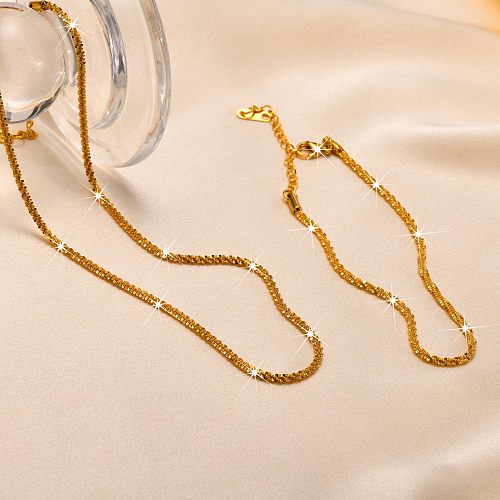 IG Style Simple Style Geometric Stainless Steel Plating 18K Gold Plated Bracelets Necklace
