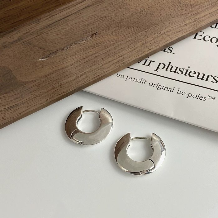 1 Pair Simple Style Circle Solid Color Plating Copper Gold Plated Hoop Earrings