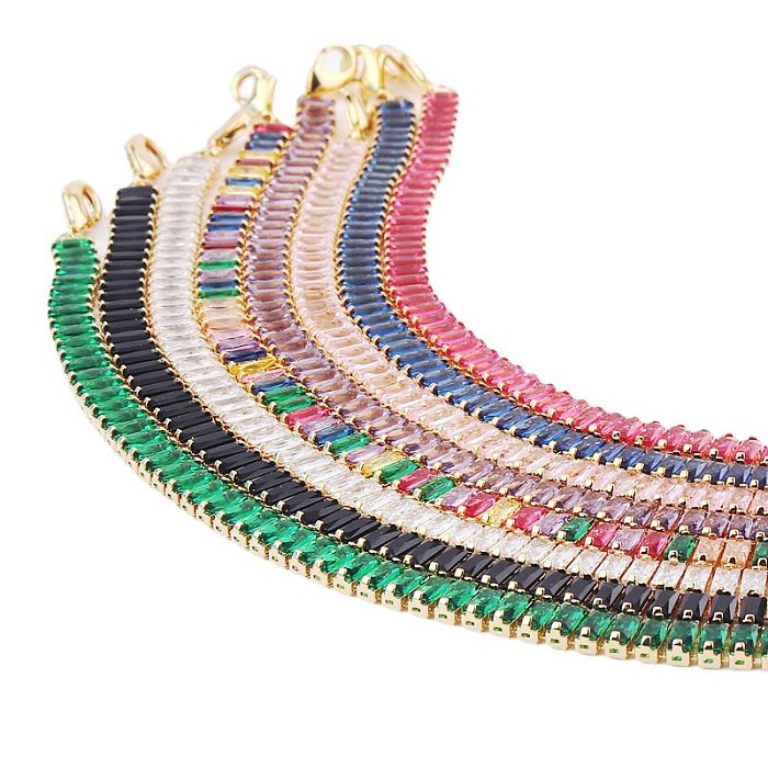 Süße, einfarbige Halskette mit Zirkon-Inlay und 18-Karat-Vergoldung