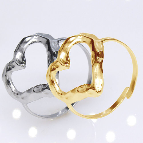 Fashion Heart Shape Titanium Steel Plating Open Ring 1 Piece
