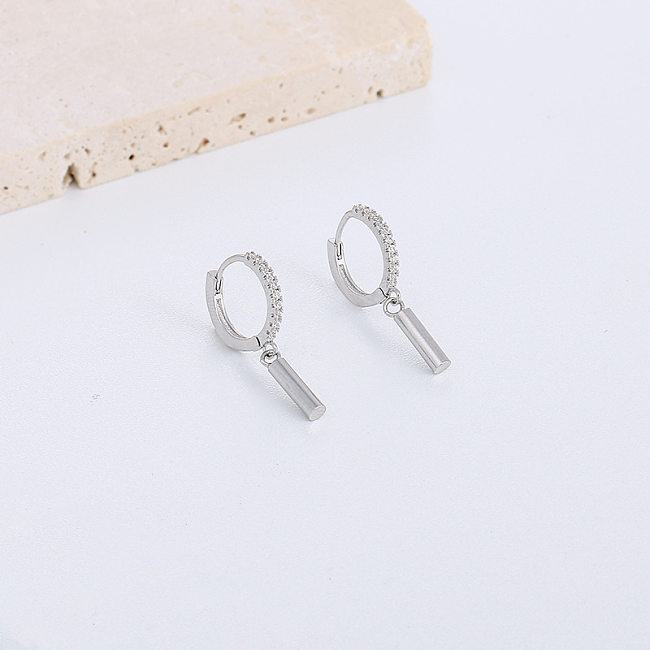1 Piece INS Style Solid Color Copper Inlay Zircon Drop Earrings