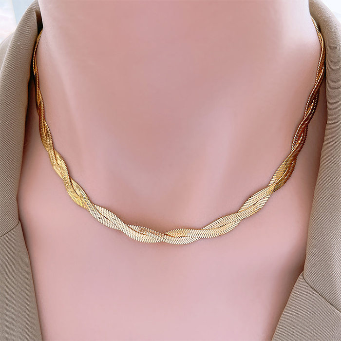 Schlichter Stil, einfarbige Titan-Stahl-Armband-Halskette