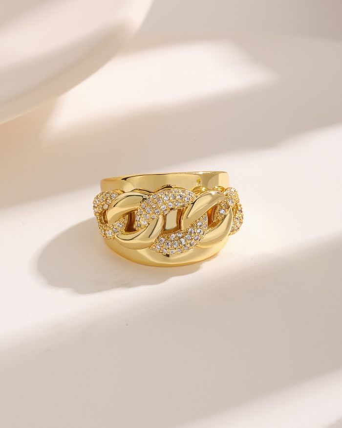 Hip-Hop Exaggerated Luxurious Eye Copper Plating Inlay Zircon 18K Gold Plated Open Rings