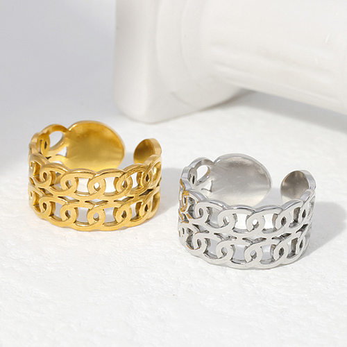 Chaînes de Style Simple rétro imprimées, placage en acier inoxydable, anneau ouvert ajouré