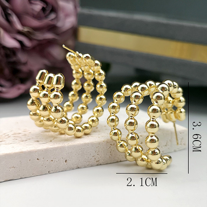 1 Pair Simple Style Commute C Shape Plating Three-dimensional Copper Gold Plated Ear Studs