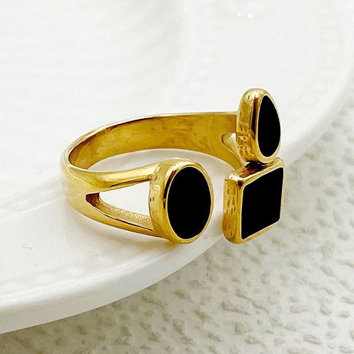 Wholesale Elegant Vintage Style Simple Style Geometric Stainless Steel Plating Gold Plated Open Rings