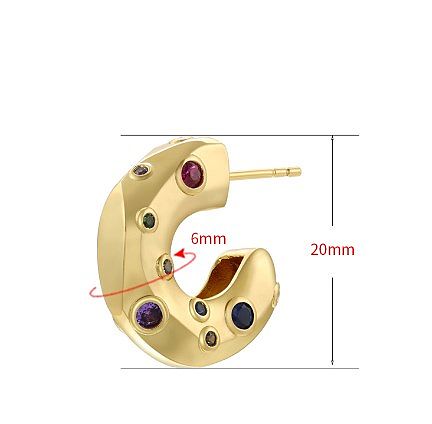 1 Pair Casual Elegant Simple Style C Shape Plating Inlay Brass Zircon 18K Gold Plated Ear Studs