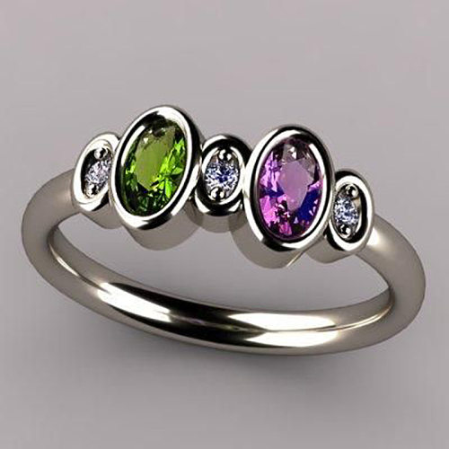 Modern Style Geometric Copper Inlay Artificial Gemstones Rings