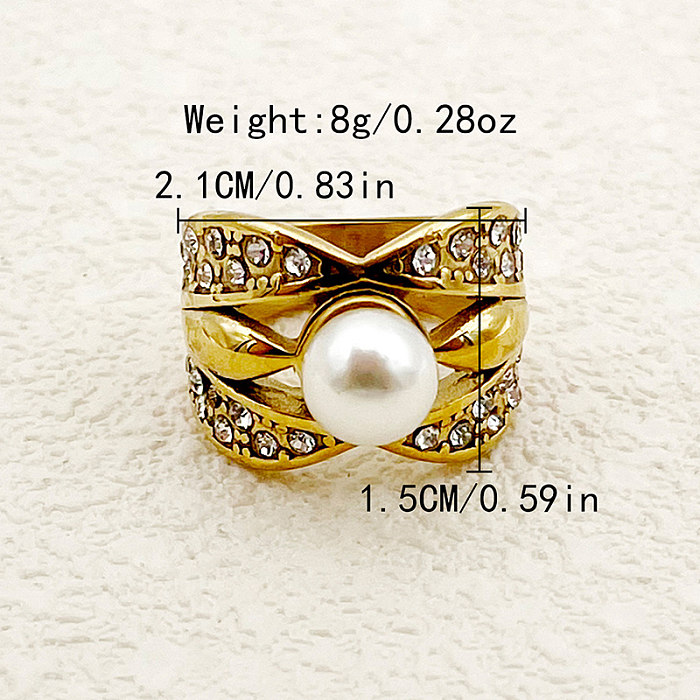 Wholesale Roman Style British Style Commute Cross Stainless Steel Plating Inlay Gold Plated Zircon Rings