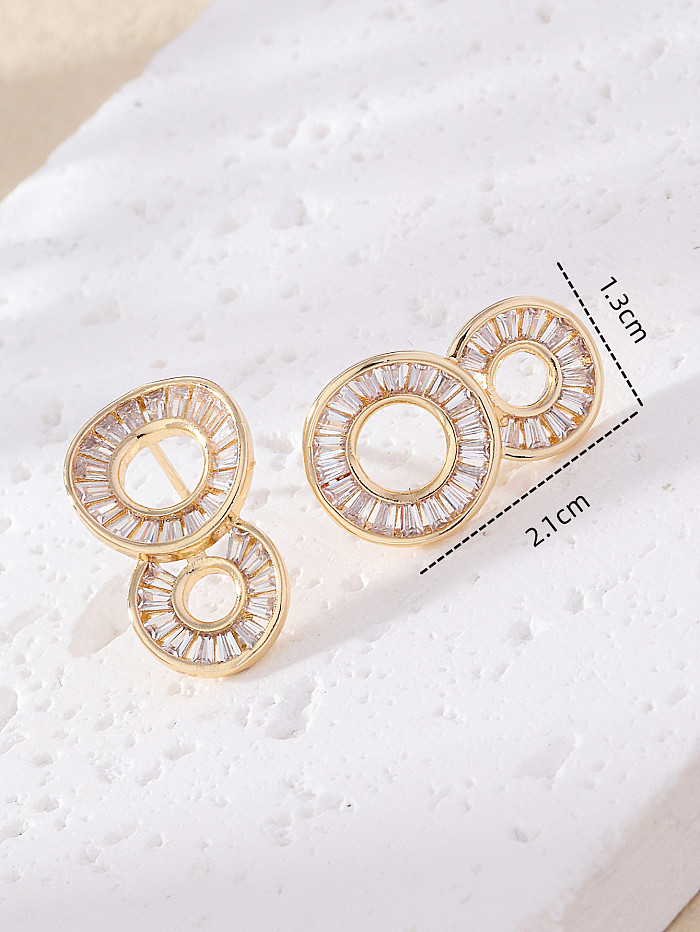 1 Pair Elegant Solid Color Plating Inlay Copper Zircon White Gold Plated Gold Plated Drop Earrings