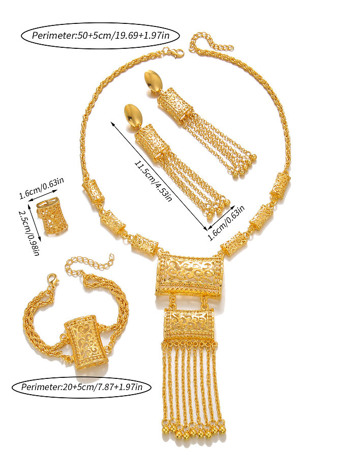 Glam Estilo Vintage Color Sólido Chapado en Cobre Hueco Incrustación Circón 18K Chapado en Oro Pulseras Pendientes Collar