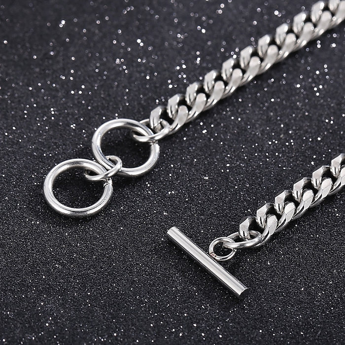 Hip-Hop Punk Solid Color Stainless Steel Toggle Bracelets Necklace