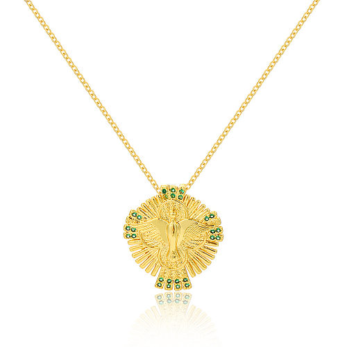 Elegant Geometric Copper Inlay Zircon Pendant Necklace