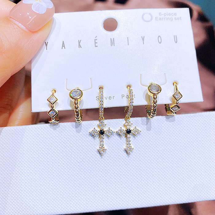 Yakemiyou Fashion Geometric Copper Inlaid Zircon Artificial Gemstones Earrings