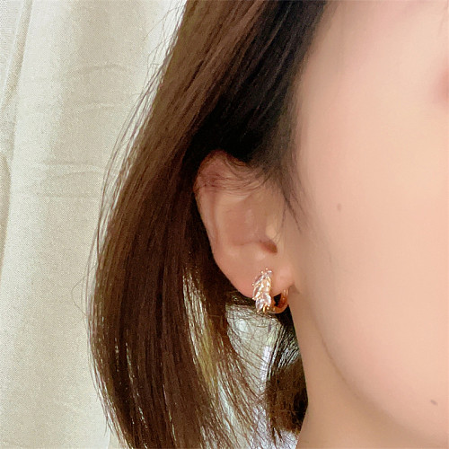 1 Pair Casual Simple Style Geometric Round Grain Plating Inlay Copper Zircon White Gold Plated Gold Plated Earrings