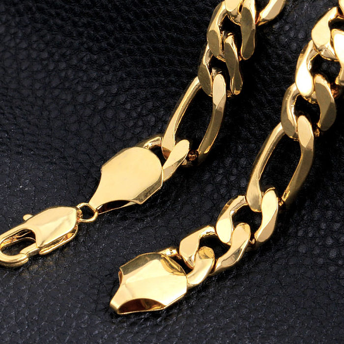 Ensemble de bijoux plaqué or 18 carats en cuivre de couleur unie de style simple Hip-Hop