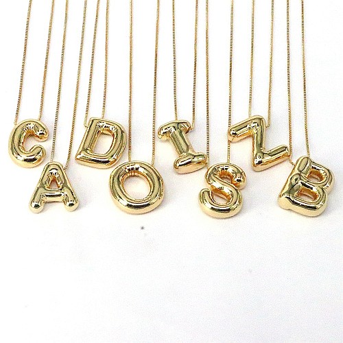 Simple Style Classic Style Letter Copper Plating 18K Gold Plated Pendant Necklace