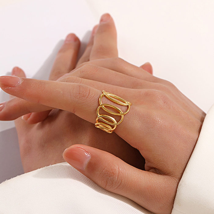 Streetwear Geometric Stainless Steel Gold Plated Open Ring In Bulk